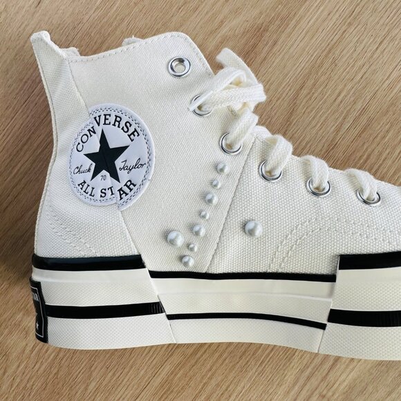 ❤️CONVERSE Chuck 70 Plus Hi Gems 9 Women's Platform Shoes Pearls Sneaker A10287C - Picture 8 of 12